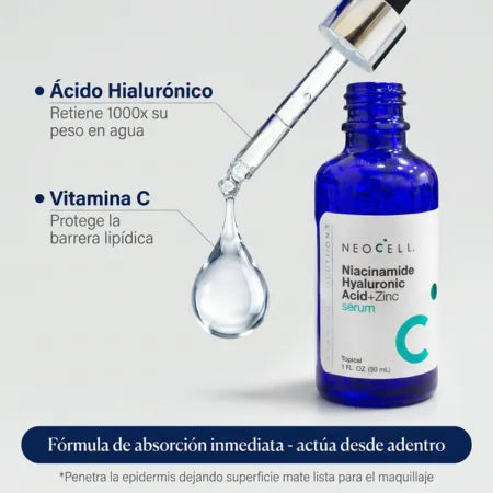 Neocell Serum Facial (Ácido Hialurónico + Niacinamida) - Alivio para Piel Seca y Acartonada - Absorción Rápida Sin Residuos Grasos