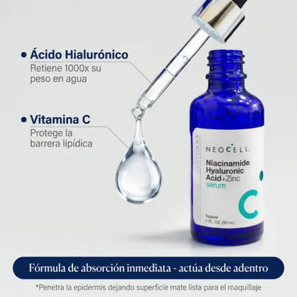 Neocell Serum Facial (Ácido Hialurónico + Niacinamida) - Alivio para Piel Seca y Acartonada - Absorción Rápida Sin Residuos Grasos