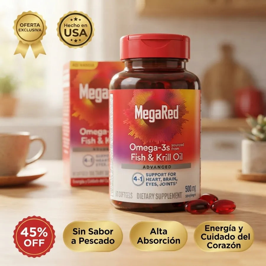 MegaRed Omega-3 Krill Oil Advanced — Energía, Corazón y Bienestar General