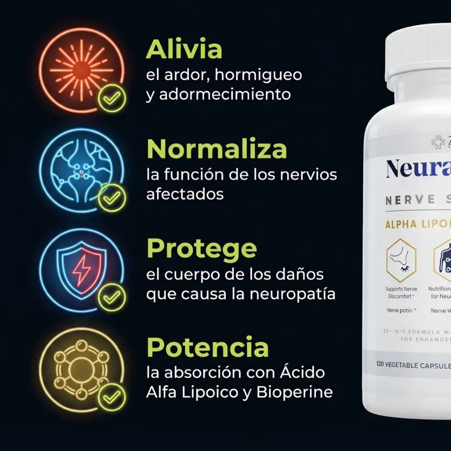 NeuraZenx – Alivia Ardor, Hormigueo y Adormecimiento en Pies y Manos