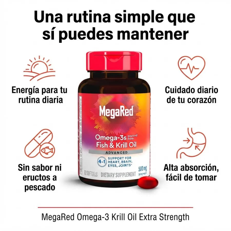 MegaRed Omega-3 Krill Oil Advanced — Energía, Corazón y Bienestar General