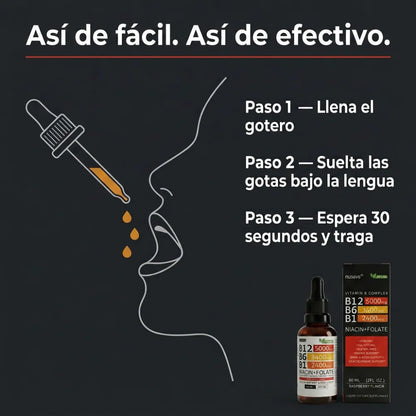 Vitamina B12 Líquida + B Complex — Energía, Sistema Nervioso y Función Cognitiva — OFERTA 2*1