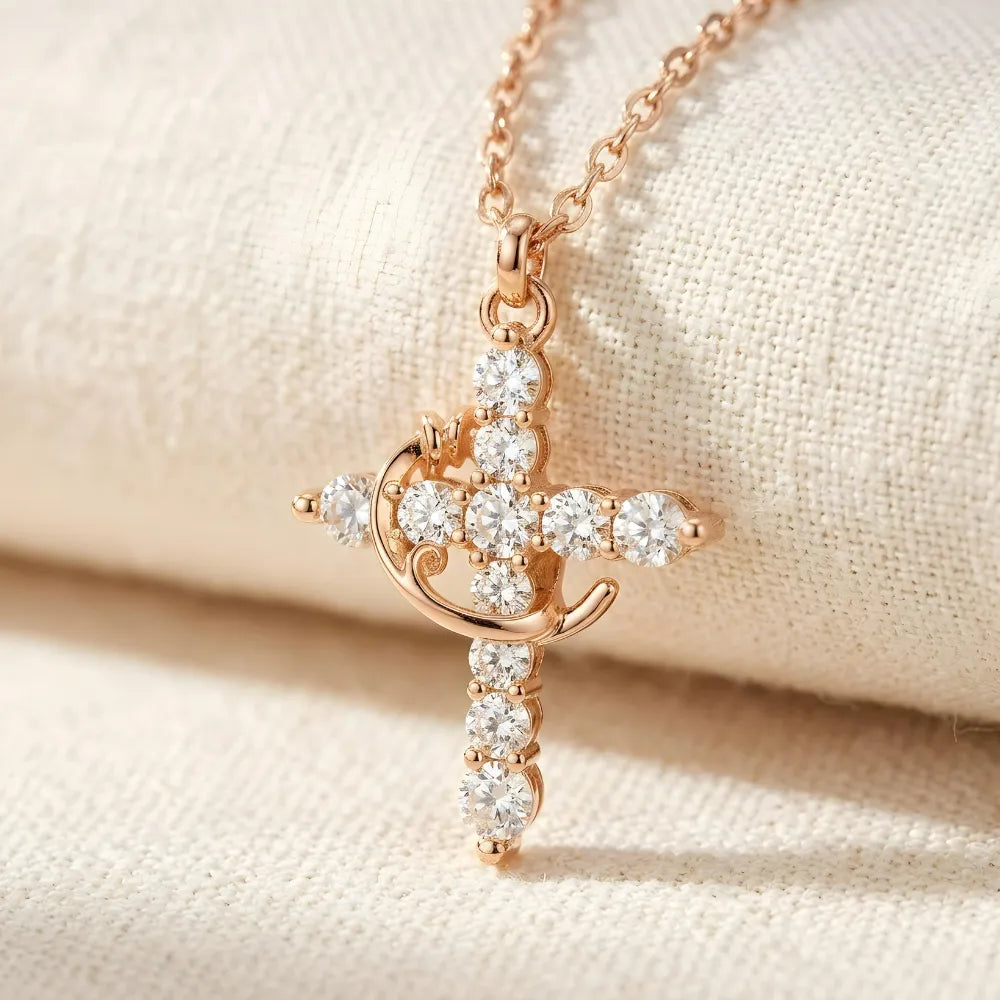 Cadena Cruz &Corona con baño de oro 18K y Garantia 12 Meses