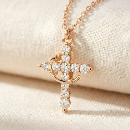 Cadena Cruz &Corona con baño de oro 18K y Garantia 12 Meses