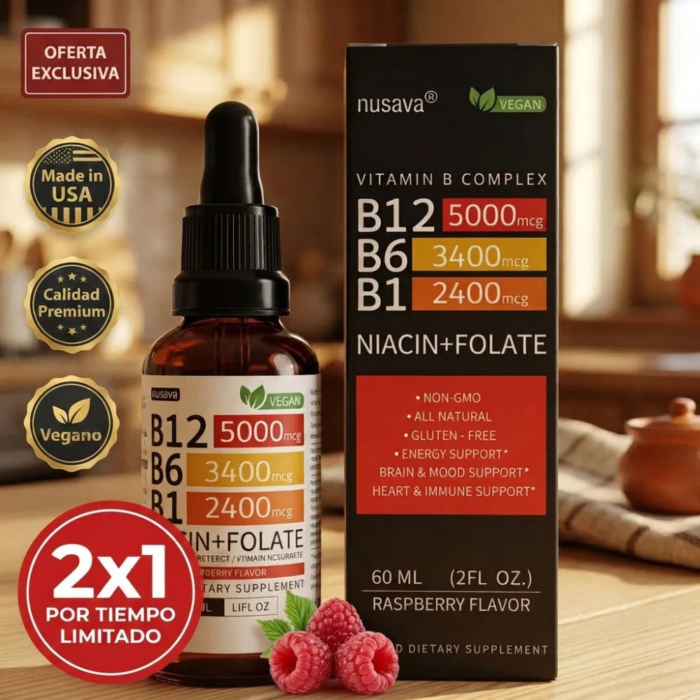 Vitamina B12 Líquida + B Complex — Energía, Sistema Nervioso y Función Cognitiva — OFERTA 2*1